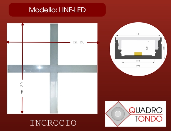 EUREKA Profilo LINE-LED Cartongesso e alluminio Incrocio LL007